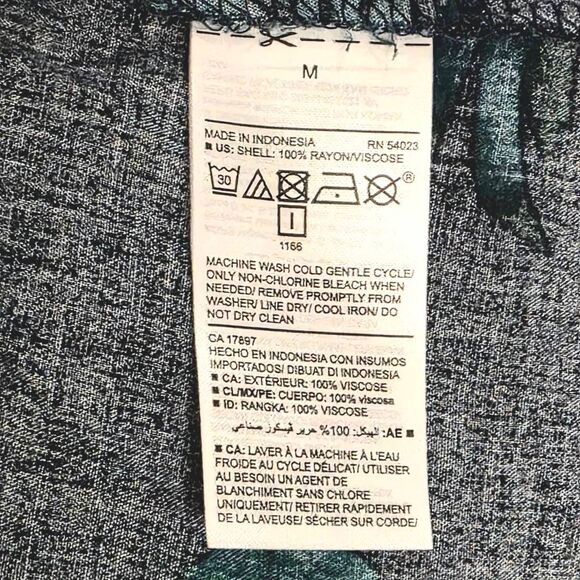 Old Navy Black Green Tropical Print Blouse M - Picture 6 of 7